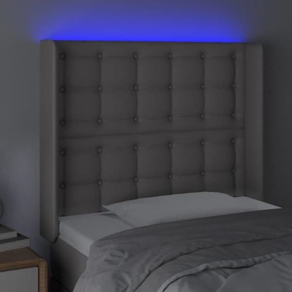 Maison Exclusive - LED Hovedgærde Grå 83x16x118/128 cm Syntetisk Læder Grå