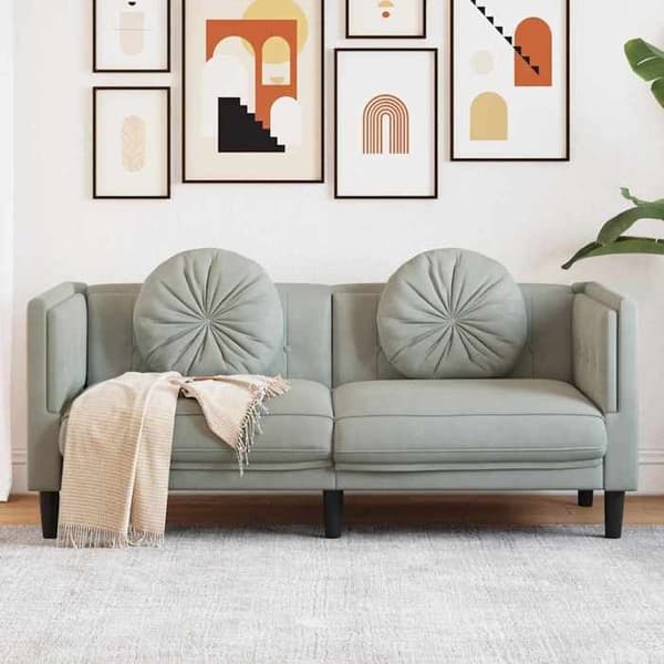 Maison Exclusive - Sofa med puder til 2 personer lys grå velour
