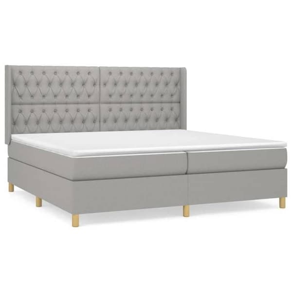 Maison Exclusive - Seng med lamelbund og madras Lys grå 200x200cm Stof