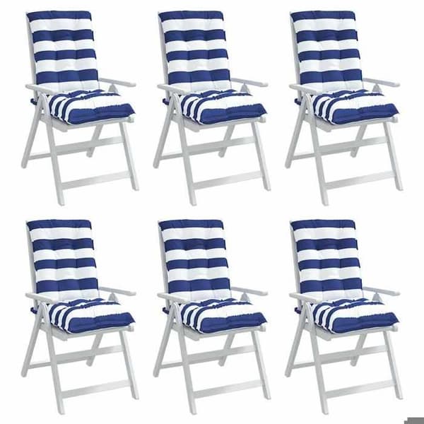 Maison Exclusive - Stolar med lågt ryggstöd, 6-pack, blå/vit rand blå vit