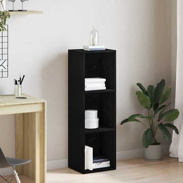 Maison Exclusive - Bibliotek i sort egetræ 36 x 30 x 114 cm ingeniørtræ