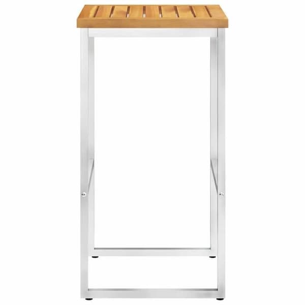 Maison Exclusive - Barstolar set om 4 i solid akaciaträ/rostfritt stål