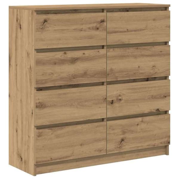 Maison Exclusive - Buffet i egetræ, håndlavet, 100x35x99 cm, ingeniørtræ Ek