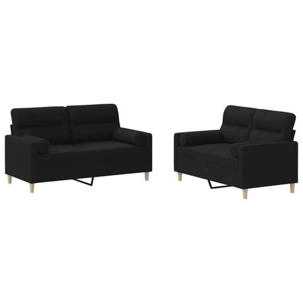 Maison Exclusive - 2 kpl sohvasetti mustilla kankaalla tyynyillä