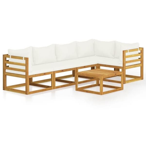 Maison Exclusive - Trädgårdsmöbler 6 delar med kuddar Creme Solid akaciaträ
