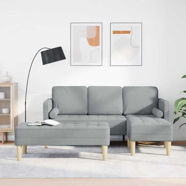 Maison Exclusive - 2 kpl sohvasetti Vaaleanharmaa Polyesteri