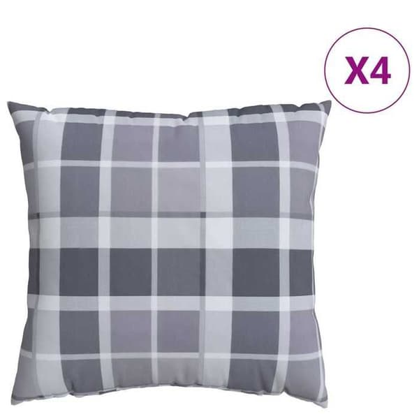 Maison Exclusive - Utomhus Kudde 4 st Tyg Rutor Grisel 60 x 60 cm Griselplattor