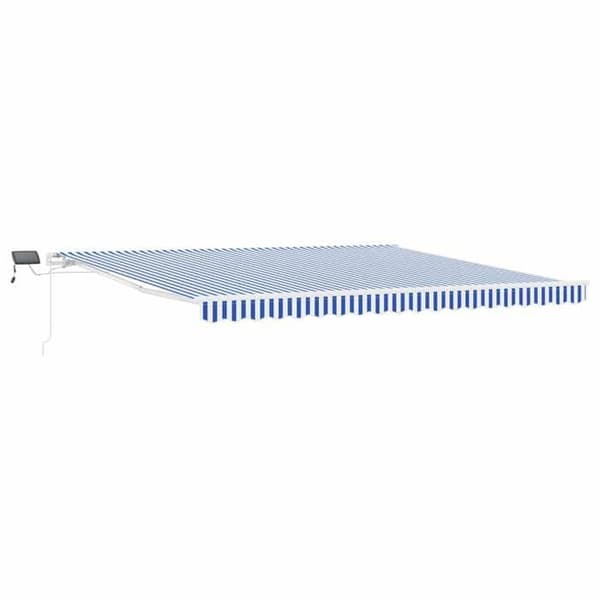 Maison Exclusive - Retractable Markise Blå og Hvid 450 × 300 cm