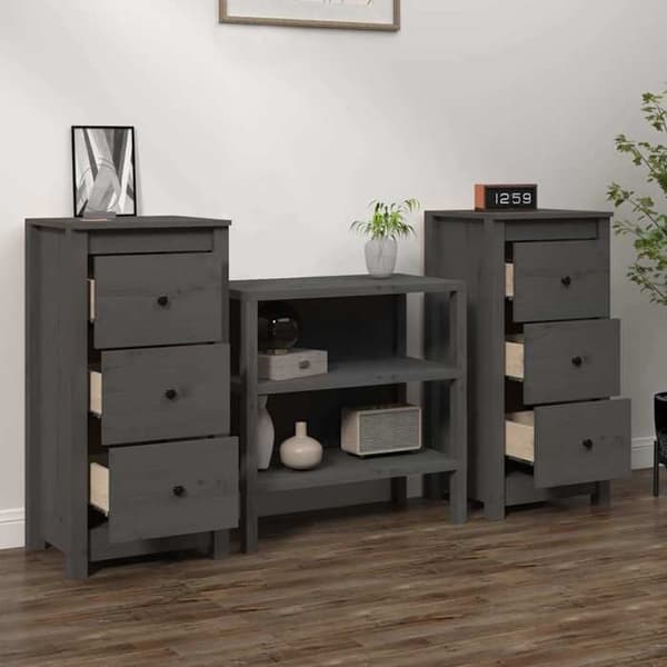 Maison Exclusive - Bufféer 2 st Grå 40x35x80 cm Massivt furu Grå