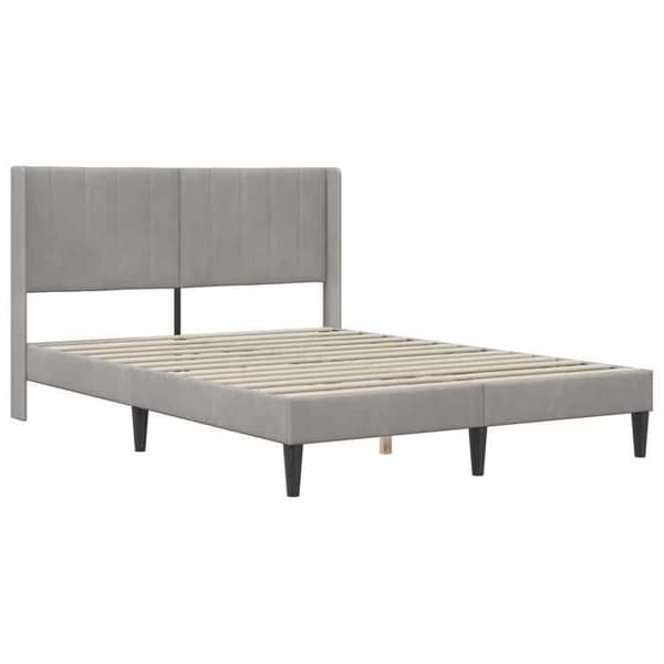 Maison Exclusive - Sängram med madrass Ljusgrå 140 x 190 cm Sammet