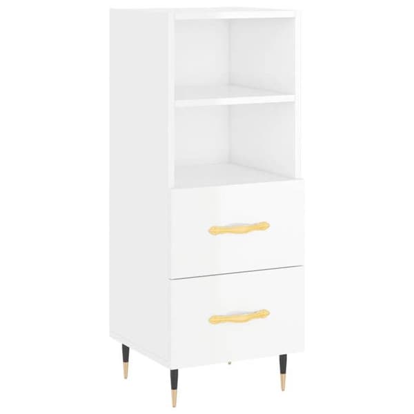 Maison Exclusive - Buffé Vit glänsande 34,5x34x90 cm Ingenjörsträ