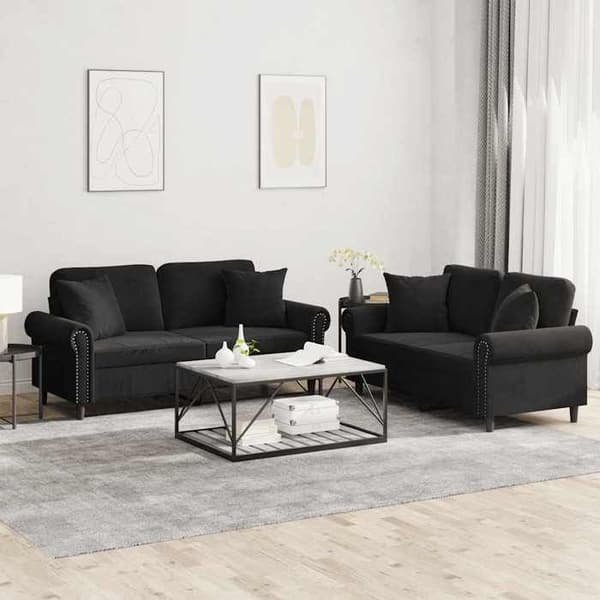 Maison Exclusive - 2 kpl sohvasetti mustilla samettityynyillä
