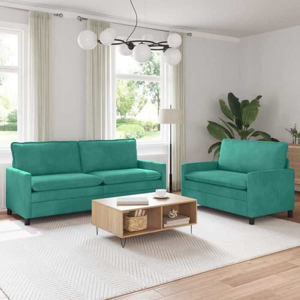 Maison Exclusive - 2 kpl sohvasetti turkoosi sametti Turkos