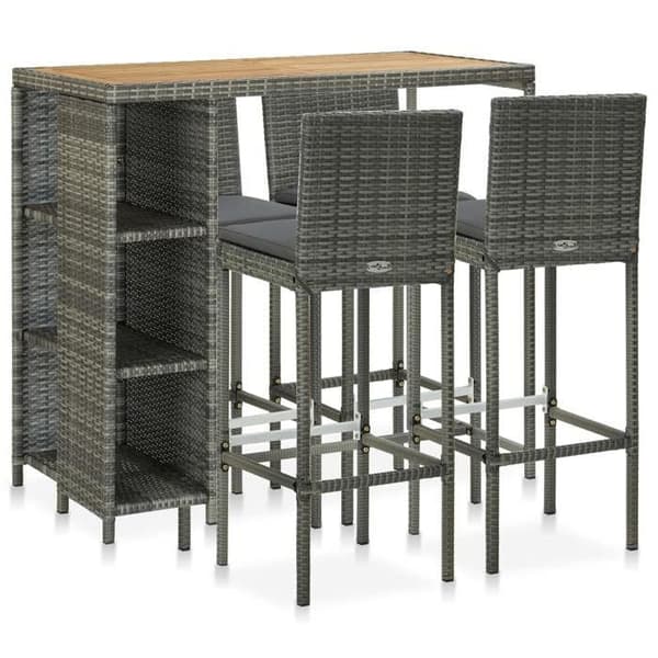Maison Exclusive - Havebar sæt 5 dele med puder, flet i grå Grå