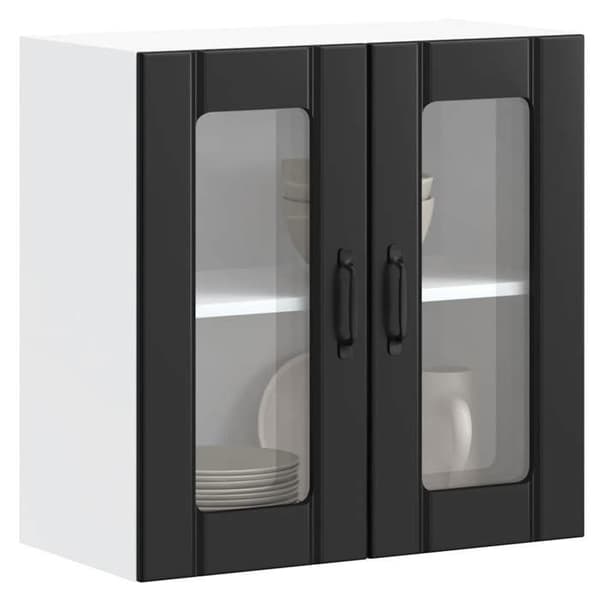 Maison Exclusive - Köksskåp med glasdörr Lucca svart
