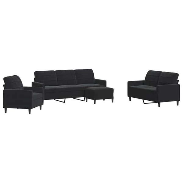 Maison Exclusive - Sæt af 4 sofaer med puder i sort velour