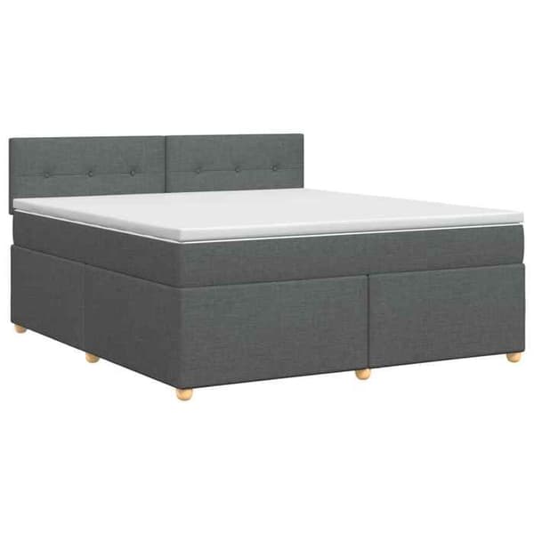 Ljust boxspring - MAISON EXCLUSIVE - 140 x 190 cm - Mörkgrå - Justerbar huvudgavel - Medium fasthet madrass Mörkgrå