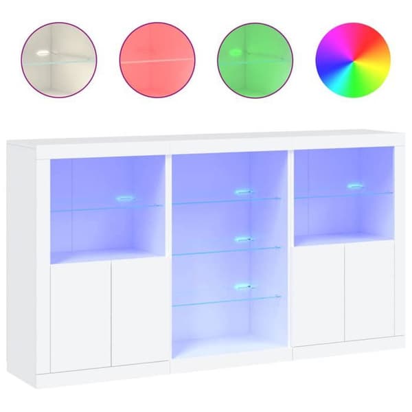 Maison Exclusive - Buffet med hvide LED-lys 181,5x37x100 cm