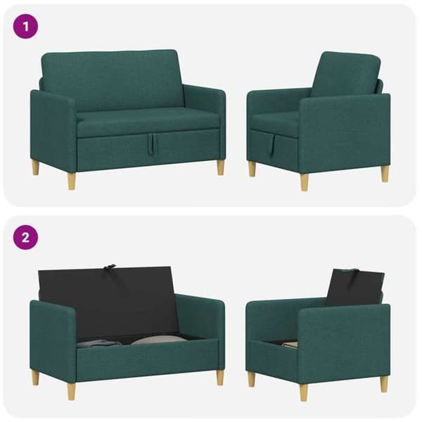 Maison Exclusive - Sofa med opbevaring 2 stk Mørkegrøn Polyester