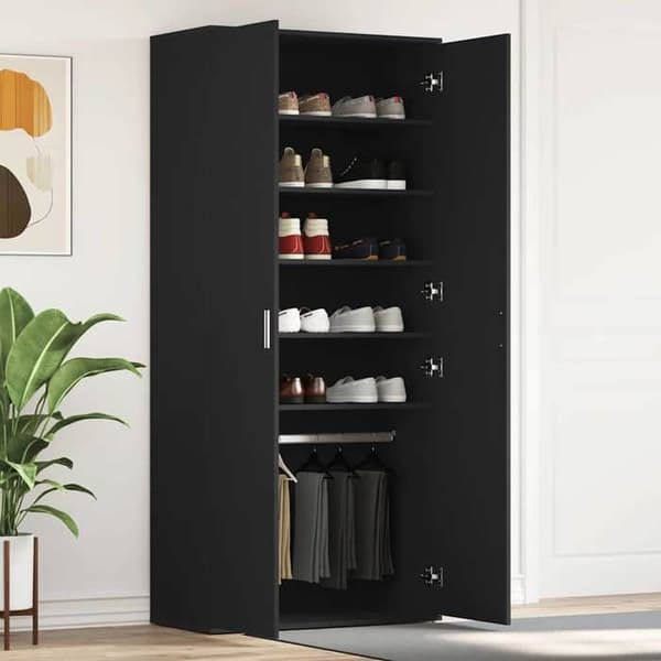 Maison Exclusive - Skoskab 80 x 39 x 178 cm Ingeniørtræ Sort