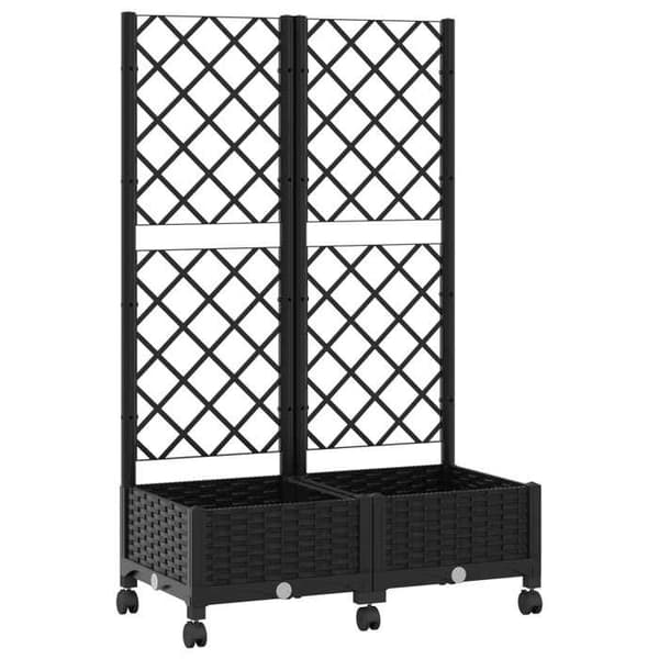 Maison Exclusive - Puutarhakärry, jossa on ritilä ja pyörät, musta 80 x 40 x 131,5 cm PP