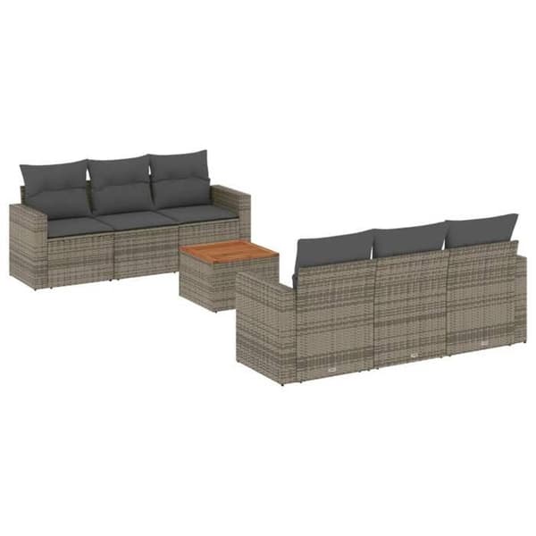 Maison Exclusive - Trädgårdsmöbler med kuddar 7 delar grå flätad resin