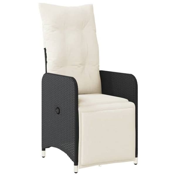 Maison Exclusive - Havebistro sæt 7 dele med sorte puder i poly rattan Svart