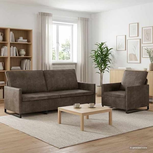 Maison Exclusive - Sæt af 2 sofaer Mørkegrå Syntetisk Suede Stof