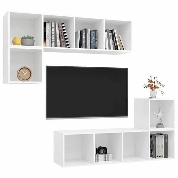 Maison Exclusive - TV-möbelset 4 delar Vit Ingenjörsträ