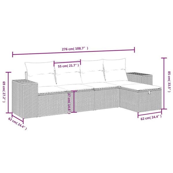 Maison Exclusive - Trädgårdsmöbler 5 delar med grå kuddar i flätad resin