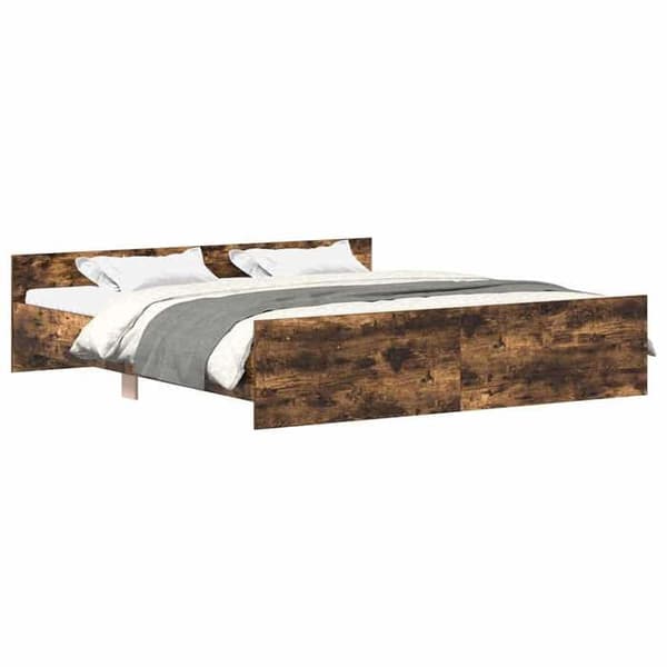Sengestel - EKSKLUSIV HUS - 200 x 200 cm - Røget eg - Ingeniørtræ - Robuste lameller Rökt ek
