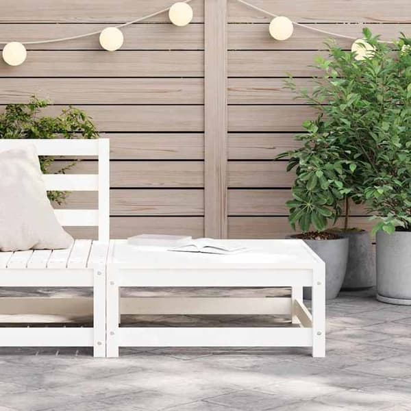 Trädgårdsfotstöd - EXKLUSIV HEM - 70 x 70 x 30 cm - Massivt trä - Modulär - Vit Vit