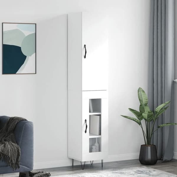 Maison Exclusive - Buffé hög Vit 34,5x34x180 cm Ingenjörsträ