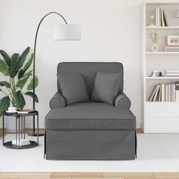 Maison Exclusive - Sängsoffa med kjol 3 pc Mörkgrå tyg 91 x 157 x 91 cm