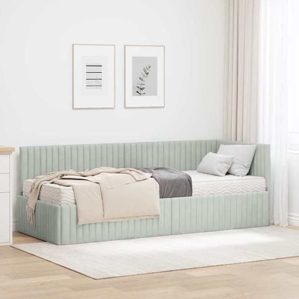 Maison Exclusive - Kulmasänky 2 osaa vaaleanharmaa 80 x 200 cm Ljusgrått