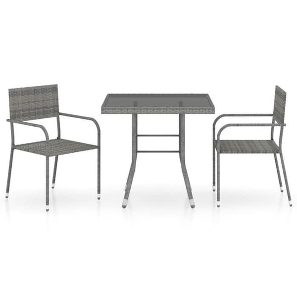 Maison Exclusive - Trädgårdsset 3 delar i flätad resin, antracitgrå Antracitgrå