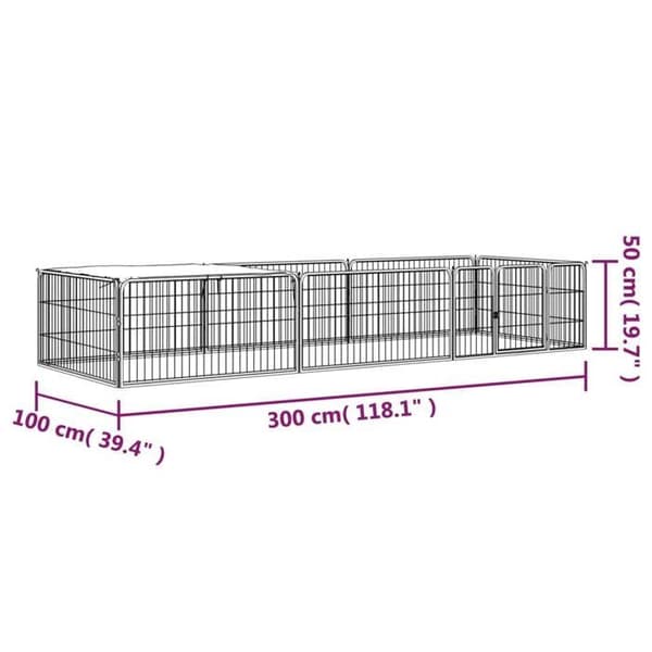 Exklusivt hus - Hundpark 8 paneler Svart 100x50cm Pulverlackerad stål Svart