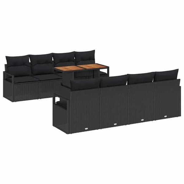 Trädgårdsmöbler - EXKLUSIVT HEM - Set 9 delar - Svart - Poly rattan - Modulär Svart