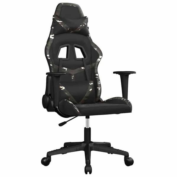 Maison Exclusive - Spilestol med massage i sort og camouflage kunstlæder