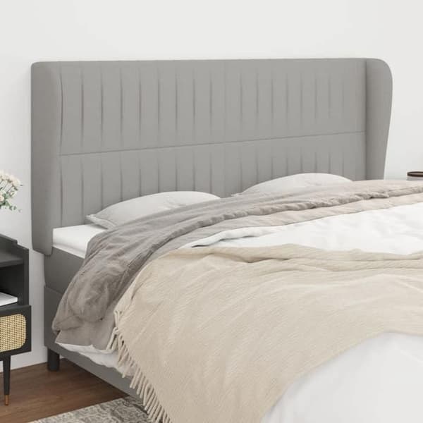 Maison Exclusive - Päätylevy korvilla Vaaleanharmaa 163x23x118/128 cm Kangas ljusgrått