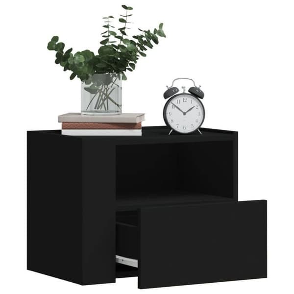 Väggmonterad sängbord - EXKLUSIV HEM - 45x30x35 cm - Svart - 1 låda - Väggmontering Svart