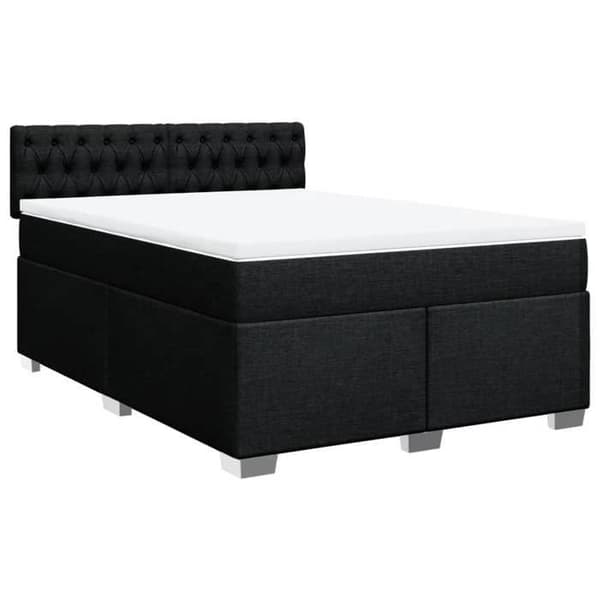 Maison Exclusive - Sengebund med lameller og madras Sort 160x200 cm Stof