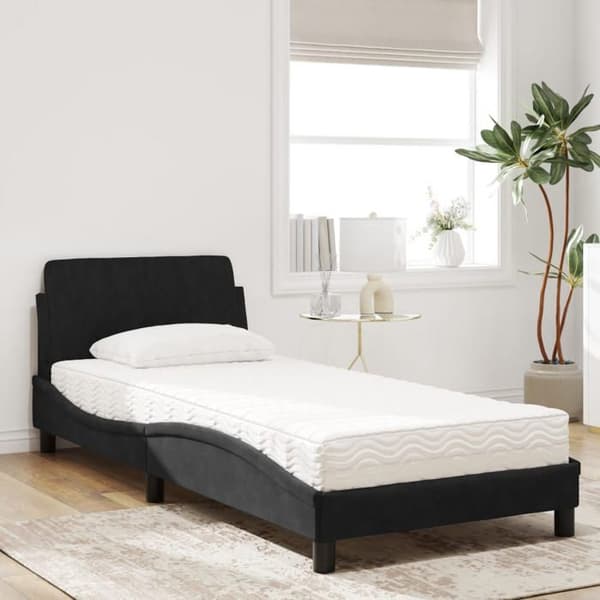 Maison Exclusive - Dover musta 90x200 cm samettisänky patjalla