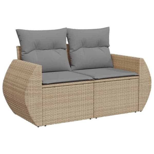Maison Exclusive - Trädgårdsmöbler med kuddar 8 delar beige flätad resin