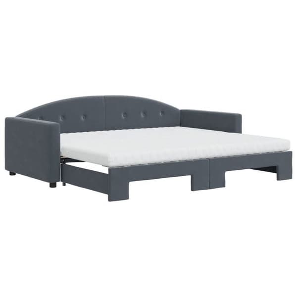 Maison Exclusive - Dagbädd med utdragssäng och mörkgrå madrass 90x190cm sammet Mörkgrå