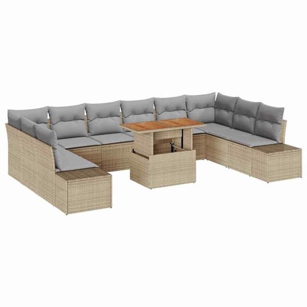 Maison Exclusive - 11 osan beige ja harmaa puutarhakalustesarja
