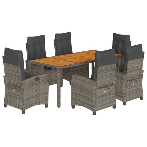 Havemøbel sæt - MAISON EXCLUSIVE - Rattan (poly rattan) - 7 stk - Grå - Justerbar ryg Grå