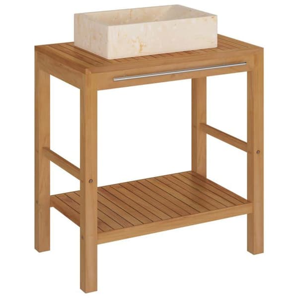 Maison Exclusive - Solid teak badeværelse skab med creme marmor vask Kräm (marmor)