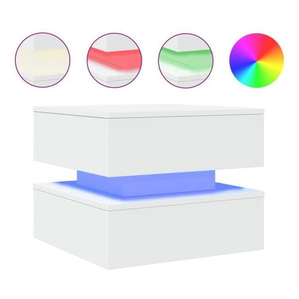 Bord - EKSKLUSIV HUS - Med RGB LED-lys - 50x50x40 cm - Hvid - Spånplader Vit