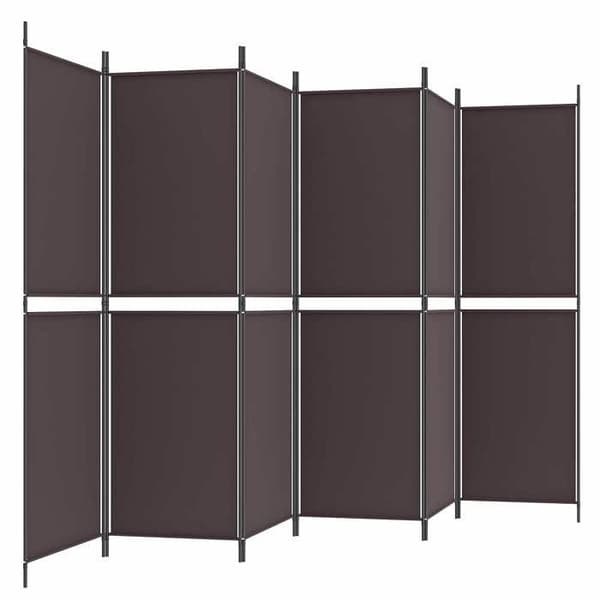 Maison Exclusive - Avskiljande vägg 6 paneler Brun 300x180 cm Tyg